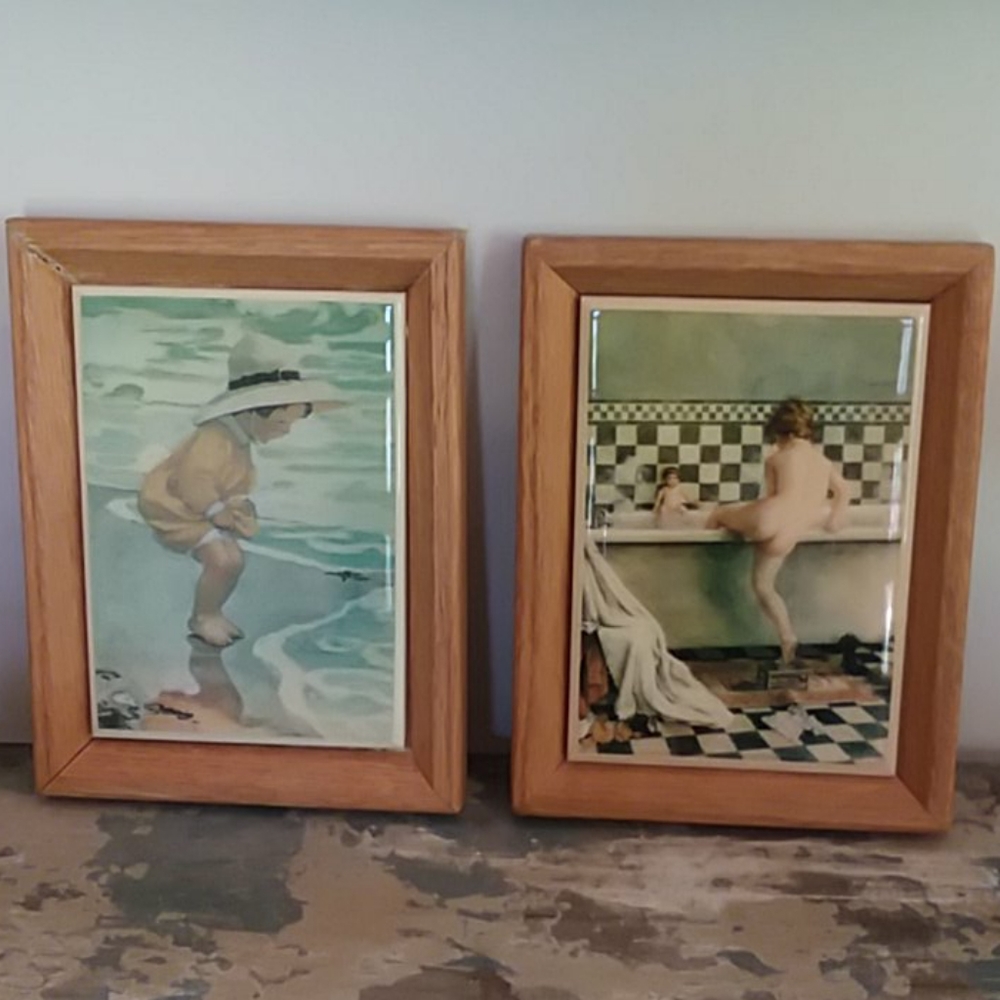 Pair of plaques with center tile.